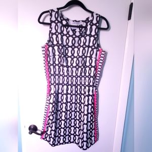 Gretchen Scott Black, White and Pink dress with pockets!!! Sz L